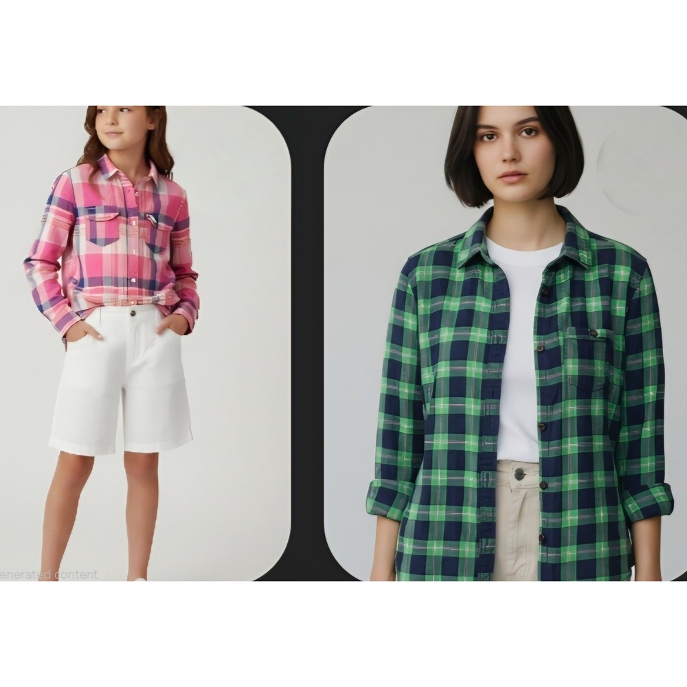 Pair 2 Y2K Inspired Abercrombie Kids Girls Plaid Button Down Shirts
preppy SZ 2